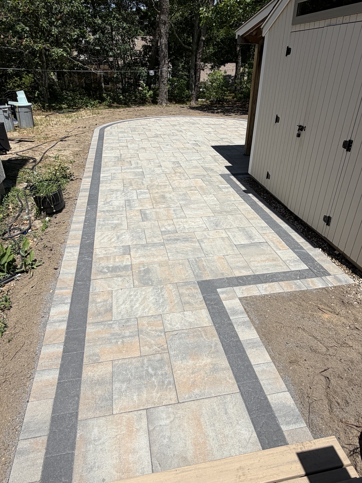 Custom paver walkway with contrasting border