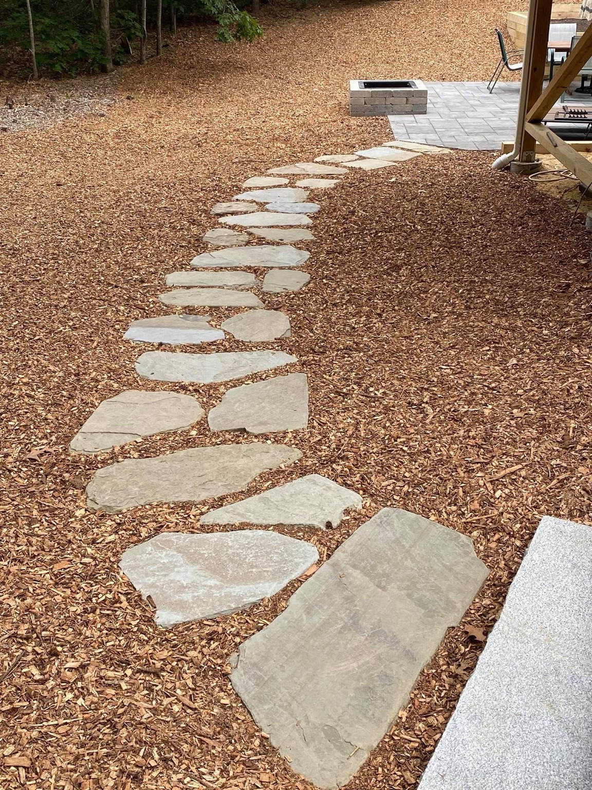 Natural stone stepping path